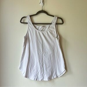 White Cotton Stretch Tank Top Women’s Medium | Soft Basic Layering Tee Summer